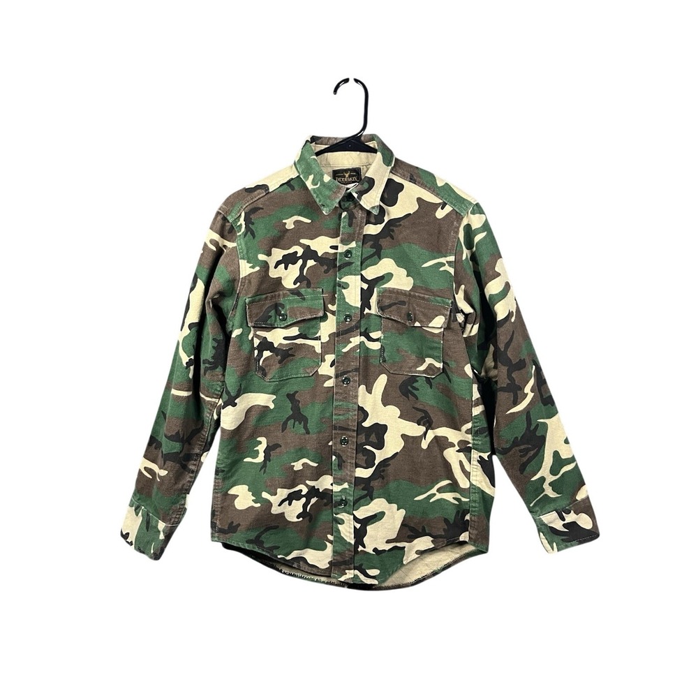 Vintage Melton Deerskin Shirt Mens Medium Camo‎ Outdoors Hunting Made In USA